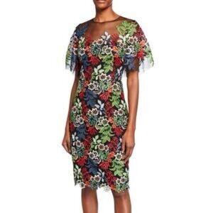 Teri Jon floral appliqué Embroidered Midi Dress